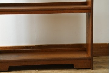 和製ヴィンテージ　昭和レトロ　素朴な木の味わいの薄型本棚　(R-085721)