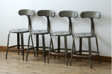 中古　美品　フランス　オールスチール製　Whale Tail(ホエールテイル・チェア)　工業用チェアの名作!　Nicolle Chair(ニコルチェア)4脚セット　定価(4脚合計)約23万円　(R-085731)
