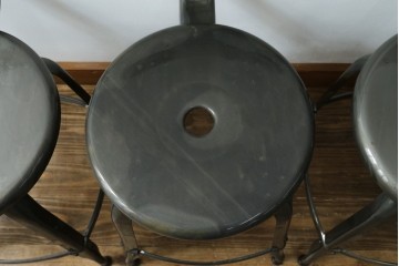 中古　美品　フランス　オールスチール製　Whale Tail(ホエールテイル・チェア)　工業用チェアの名作!　Nicolle Chair(ニコルチェア)4脚セット　定価(4脚合計)約23万円　(R-085731)