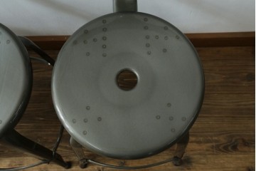 中古　美品　フランス　オールスチール製　Whale Tail(ホエールテイル・チェア)　工業用チェアの名作!　Nicolle Chair(ニコルチェア)4脚セット　定価(4脚合計)約23万円　(R-085731)