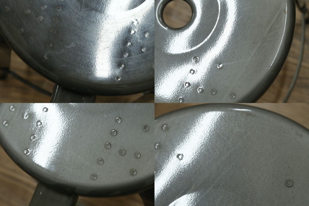 中古　美品　フランス　オールスチール製　Whale Tail(ホエールテイル・チェア)　工業用チェアの名作!　Nicolle Chair(ニコルチェア)4脚セット　定価(4脚合計)約23万円　(R-085731)