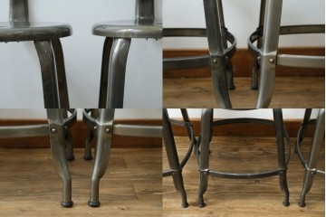 中古　美品　フランス　オールスチール製　Whale Tail(ホエールテイル・チェア)　工業用チェアの名作!　Nicolle Chair(ニコルチェア)4脚セット　定価(4脚合計)約23万円　(R-085731)