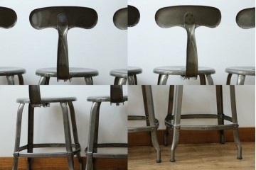 中古　美品　フランス　オールスチール製　Whale Tail(ホエールテイル・チェア)　工業用チェアの名作!　Nicolle Chair(ニコルチェア)4脚セット　定価(4脚合計)約23万円　(R-085731)