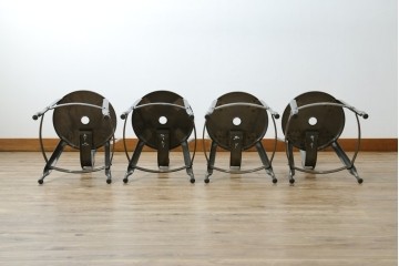 中古　美品　フランス　オールスチール製　Whale Tail(ホエールテイル・チェア)　工業用チェアの名作!　Nicolle Chair(ニコルチェア)4脚セット　定価(4脚合計)約23万円　(R-085731)