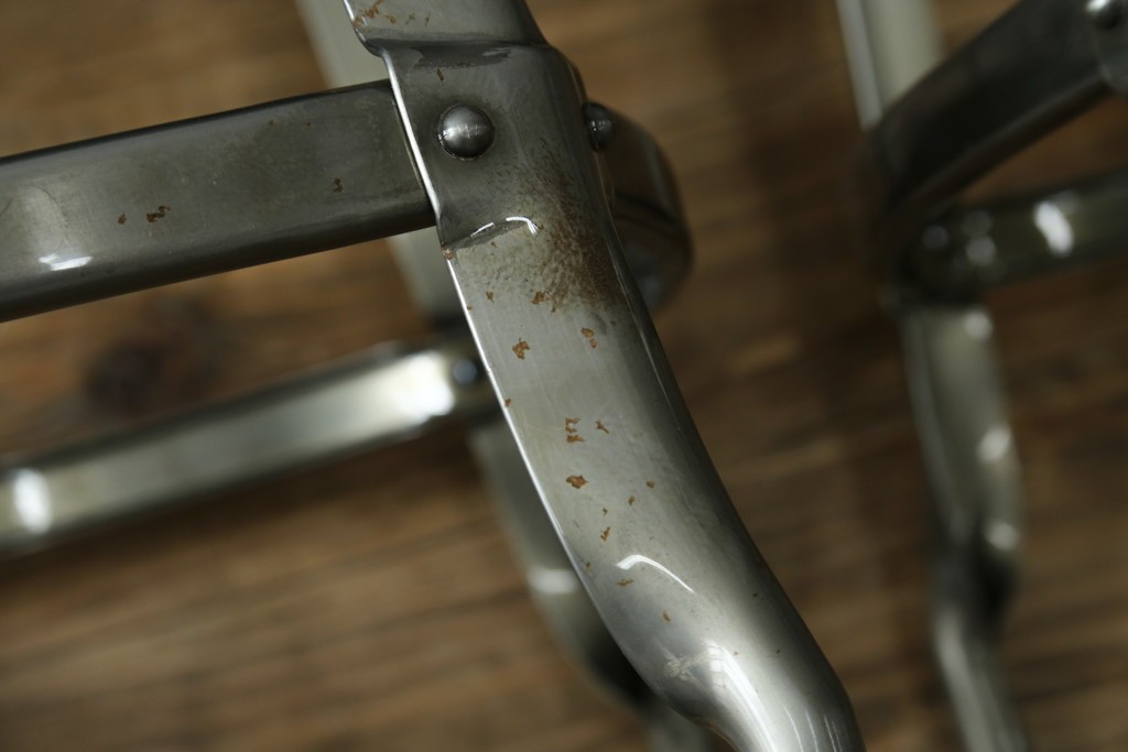 中古　美品　フランス　オールスチール製　Whale Tail(ホエールテイル・チェア)　工業用チェアの名作!　Nicolle Chair(ニコルチェア)4脚セット　定価(4脚合計)約23万円　(R-085731)