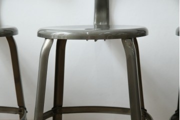 中古　美品　フランス　オールスチール製　Whale Tail(ホエールテイル・チェア)　工業用チェアの名作!　Nicolle Chair(ニコルチェア)5脚セット　定価(5脚合計)約29万円　(R-085731)