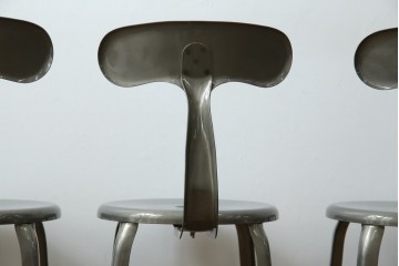中古　美品　フランス　オールスチール製　Whale Tail(ホエールテイル・チェア)　工業用チェアの名作!　Nicolle Chair(ニコルチェア)5脚セット　定価(5脚合計)約29万円　(R-085731)