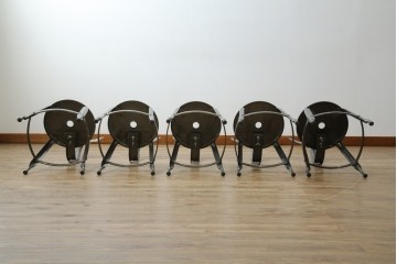 中古　美品　フランス　オールスチール製　Whale Tail(ホエールテイル・チェア)　工業用チェアの名作!　Nicolle Chair(ニコルチェア)5脚セット　定価(5脚合計)約29万円　(R-085731)