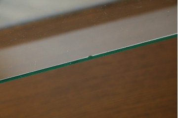 和製アンティーク　昭和レトロ　曲面ガラスが美しいタイル付きのL型ガラスケース　(R-085732)