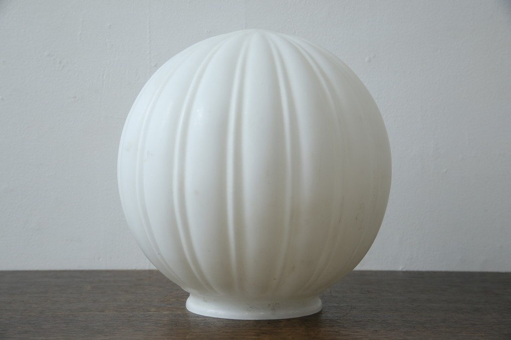 《引っ掛けシーリング式ペンダントライト加工費込み》　和製アンティーク　大正～昭和初期　縦溝の意匠が柔らかな陰影を描くペンダントライト　(R-085733)