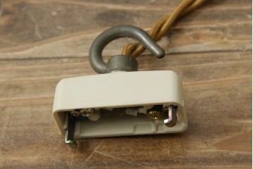 イギリスヴィンテージ　青縁フリルシェードのペンダントライト　(R-085738)