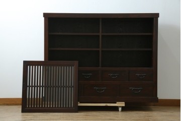 中古　美品　タモ材　落ち着いた佇まいで空間に取り入れやすい水屋箪笥　(R-085741)