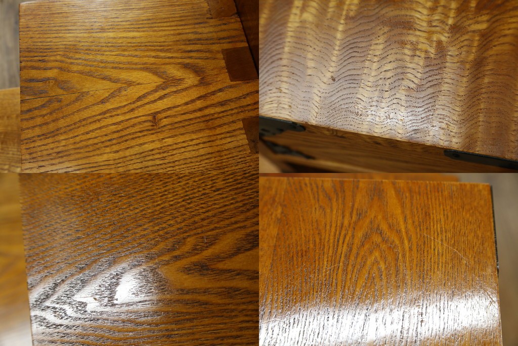 中古　美品　ガラス格子戸と重厚な金具が印象的な両面使いの階段箪笥　(R-085743)