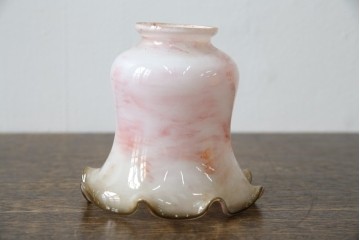 《引っ掛けシーリング式ペンダントライト加工費込み》　フランスアンティーク　マーブルガラス×フリルが可愛らしいペンダントライト　(R-085745)