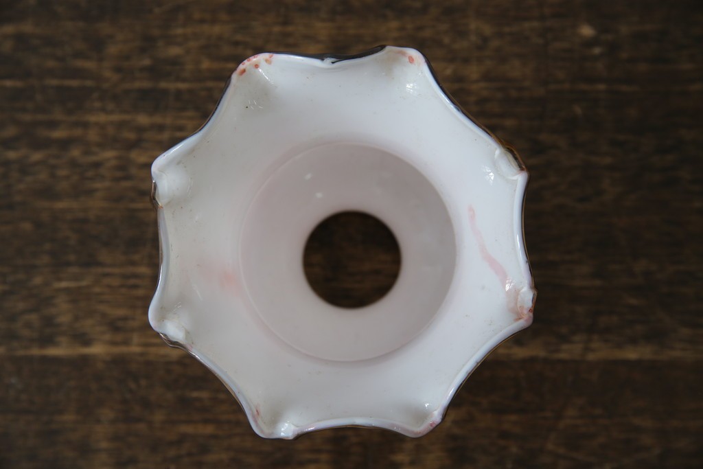 《引っ掛けシーリング式ペンダントライト加工費込み》　フランスアンティーク　マーブルガラス×フリルが可愛らしいペンダントライト　(R-085745)