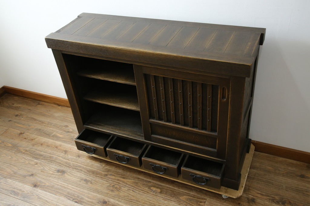 中古　美品　飛騨産業　JAPAN PROVINCIAL(ジャパンプロヴィンシャル)　格子戸の意匠が趣深い帳場箪笥　定価約95万円　(R-085751)