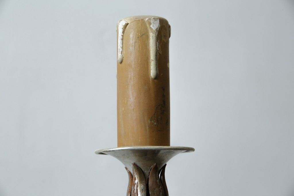 フランスヴィンテージ　ロートアイアン　植物モチーフの装飾が上品なフロアスタンド　(R-085753)