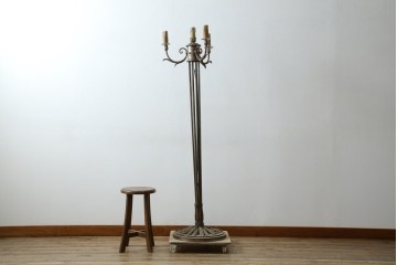 フランスヴィンテージ　ロートアイアン　植物モチーフの装飾が上品なフロアスタンド　(R-085753)
