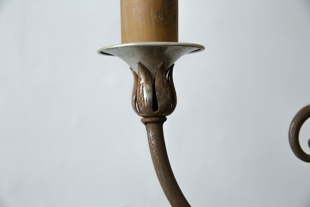 フランスヴィンテージ　ロートアイアン　植物モチーフの装飾が上品なフロアスタンド　(R-085753)