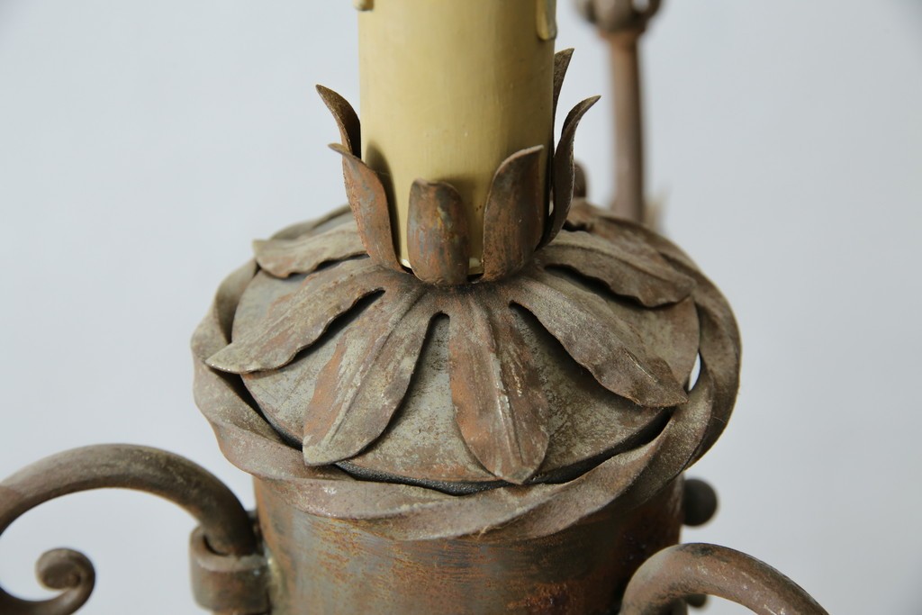 フランスヴィンテージ　ロートアイアン　植物モチーフの装飾が上品なフロアスタンド　(R-085753)