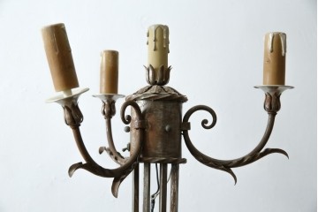 フランスヴィンテージ　ロートアイアン　植物モチーフの装飾が上品なフロアスタンド　(R-085753)