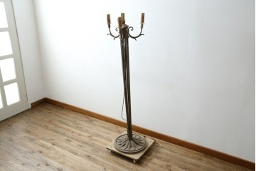 フランスヴィンテージ　ロートアイアン　植物モチーフの装飾が上品なフロアスタンド　(R-085753)