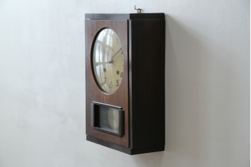 和製ヴィンテージ　Meiji(明治時計社)　ミッドセンチュリーテイストのお部屋にもぴったりなスクエア型の振り子時計　(R-085755)