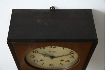 和製ヴィンテージ　Meiji(明治時計社)　ミッドセンチュリーテイストのお部屋にもぴったりなスクエア型の振り子時計　(R-085755)