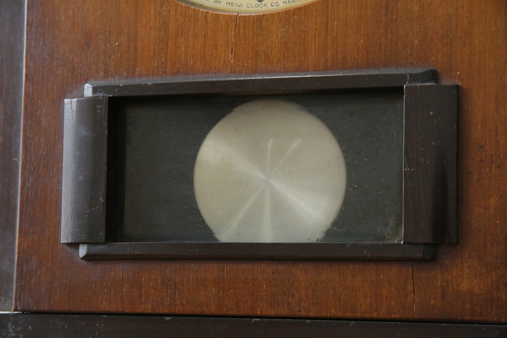 和製ヴィンテージ　Meiji(明治時計社)　ミッドセンチュリーテイストのお部屋にもぴったりなスクエア型の振り子時計　(R-085755)