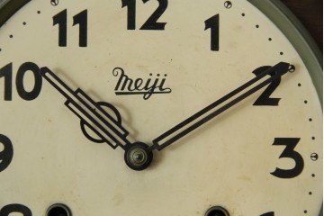 和製ヴィンテージ　Meiji(明治時計社)　ミッドセンチュリーテイストのお部屋にもぴったりなスクエア型の振り子時計　(R-085755)