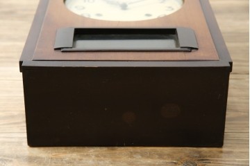 和製ヴィンテージ　Meiji(明治時計社)　ミッドセンチュリーテイストのお部屋にもぴったりなスクエア型の振り子時計　(R-085755)