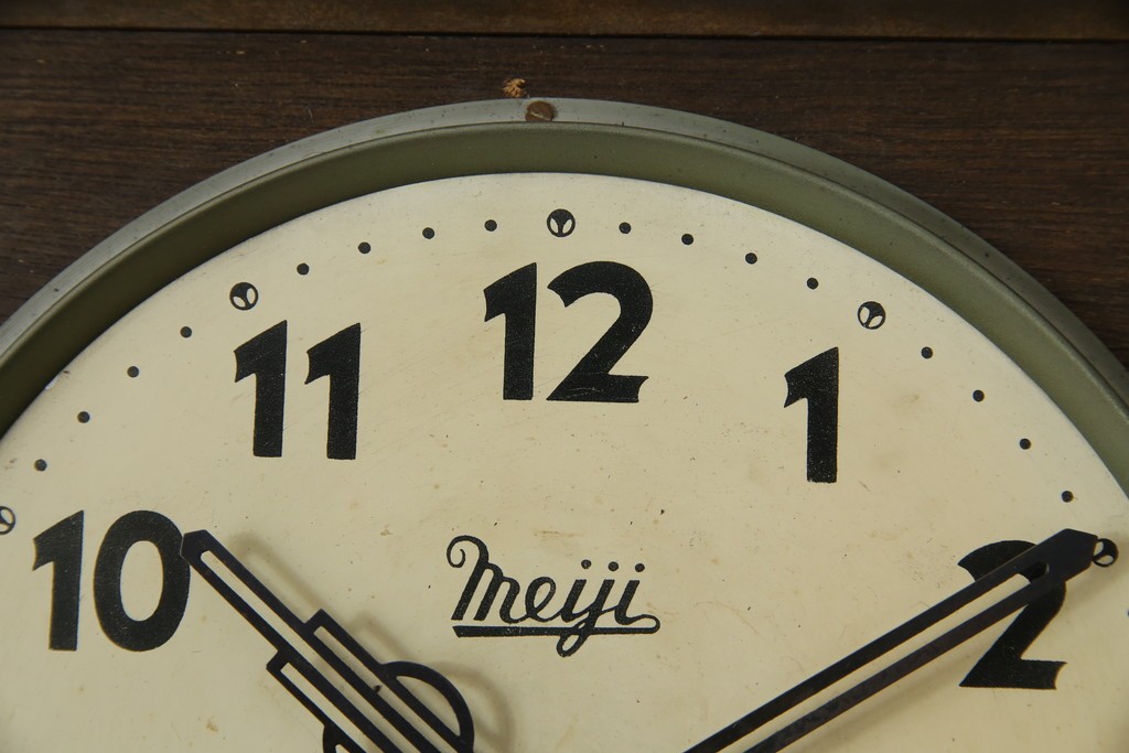 和製ヴィンテージ　Meiji(明治時計社)　ミッドセンチュリーテイストのお部屋にもぴったりなスクエア型の振り子時計　(R-085755)