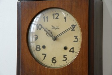 和製ヴィンテージ　Meiji(明治時計社)　ミッドセンチュリーテイストのお部屋にもぴったりなスクエア型の振り子時計　(R-085755)