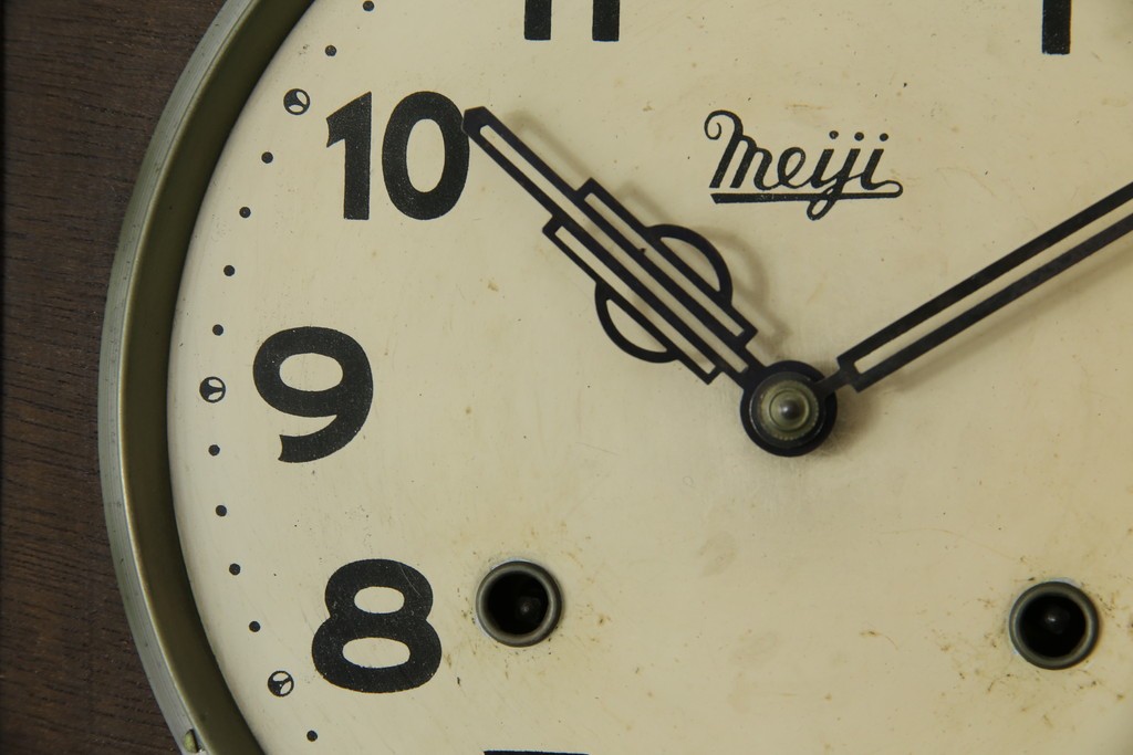 和製ヴィンテージ　Meiji(明治時計社)　ミッドセンチュリーテイストのお部屋にもぴったりなスクエア型の振り子時計　(R-085755)