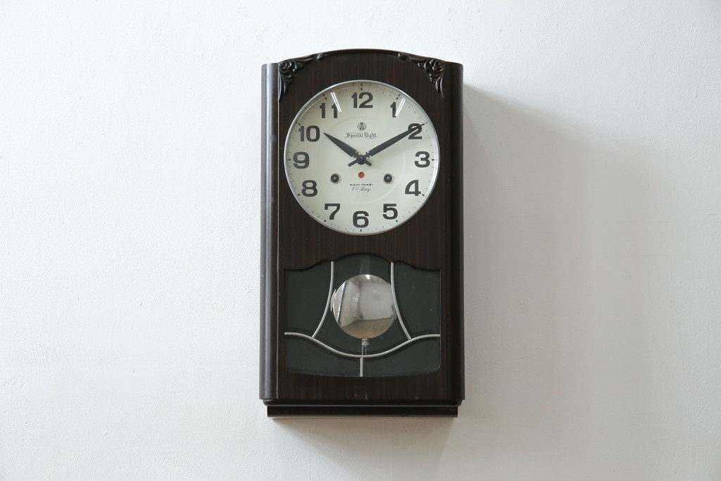 和製ヴィンテージ　愛知時計電機(アイチ、AICHI)　レトロな文字盤と品の良い装飾が調和する振り子時計　(R-085756)