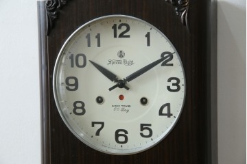 和製ヴィンテージ　愛知時計電機(アイチ、AICHI)　レトロな文字盤と品の良い装飾が調和する振り子時計　(R-085756)