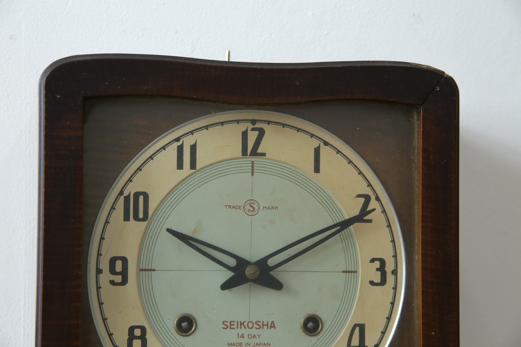 和製ヴィンテージ　精工舎(SEIKOSHA、セイコー)　ミッドセンチュリースタイルにおすすめのスクエア型振り子時計　(R-085757)