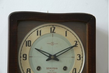 和製ヴィンテージ　精工舎(SEIKOSHA、セイコー)　ミッドセンチュリースタイルにおすすめのスクエア型振り子時計　(R-085757)