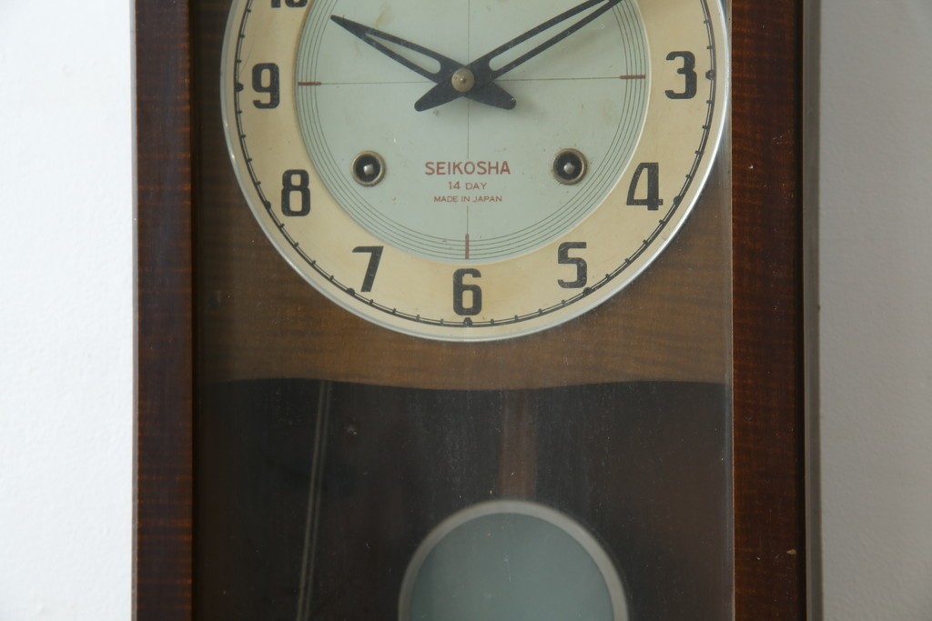 和製ヴィンテージ　精工舎(SEIKOSHA、セイコー)　ミッドセンチュリースタイルにおすすめのスクエア型振り子時計　(R-085757)