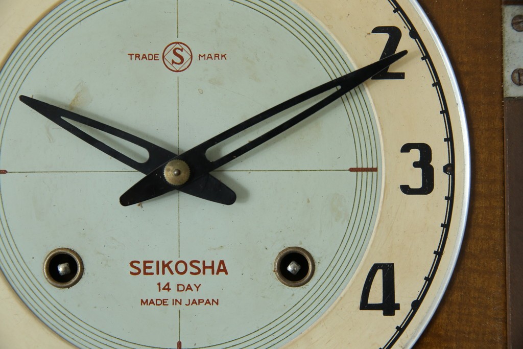 和製ヴィンテージ　精工舎(SEIKOSHA、セイコー)　ミッドセンチュリースタイルにおすすめのスクエア型振り子時計　(R-085757)