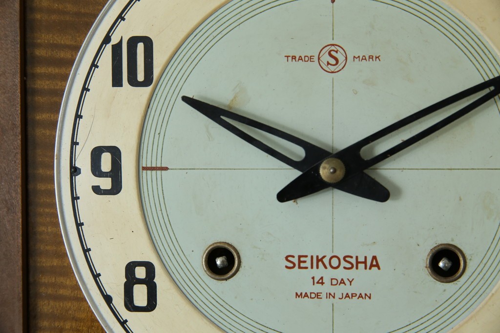和製ヴィンテージ　精工舎(SEIKOSHA、セイコー)　ミッドセンチュリースタイルにおすすめのスクエア型振り子時計　(R-085757)