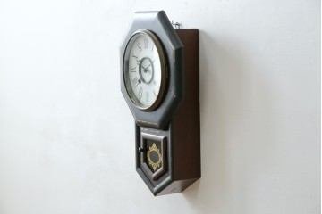 和製アンティーク　昭和初期　金彩の装飾が上品な八角振り子時計　(R-085758)