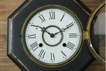 和製アンティーク　昭和初期　金彩の装飾が上品な八角振り子時計　(R-085758)