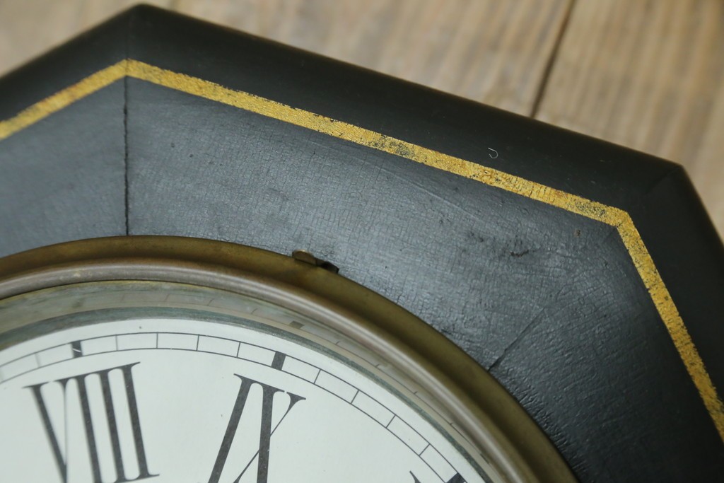 和製アンティーク　昭和初期　金彩の装飾が上品な八角振り子時計　(R-085758)