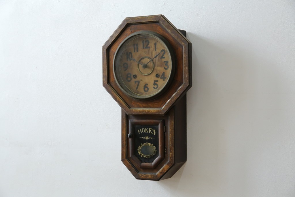 和製アンティーク　大正期　深みのある色合いが魅力の八角振り子時計　(R-085759)
