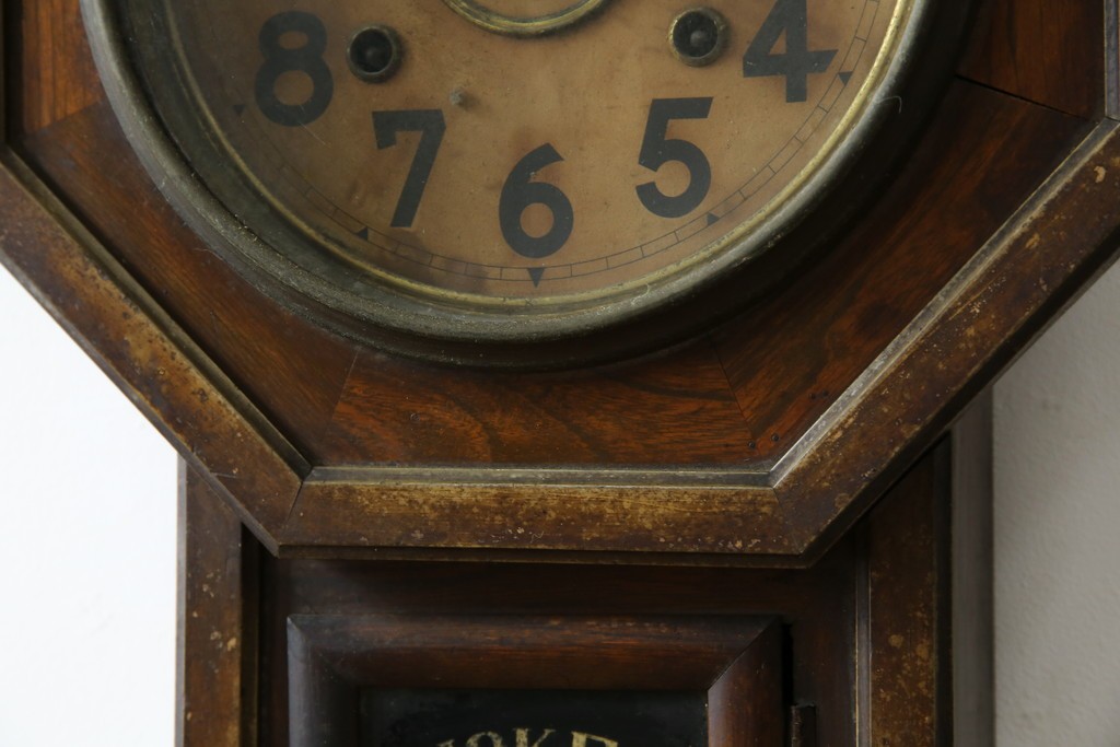 和製アンティーク　大正期　深みのある色合いが魅力の八角振り子時計　(R-085759)