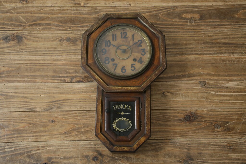 和製アンティーク　大正期　深みのある色合いが魅力の八角振り子時計　(R-085759)