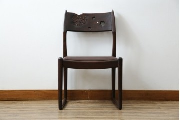 中古　超美品　元祖軽井沢彫　大坂屋家具店　繊細な桜の彫りが見事なKチェア　定価約25万円　(R-085760)