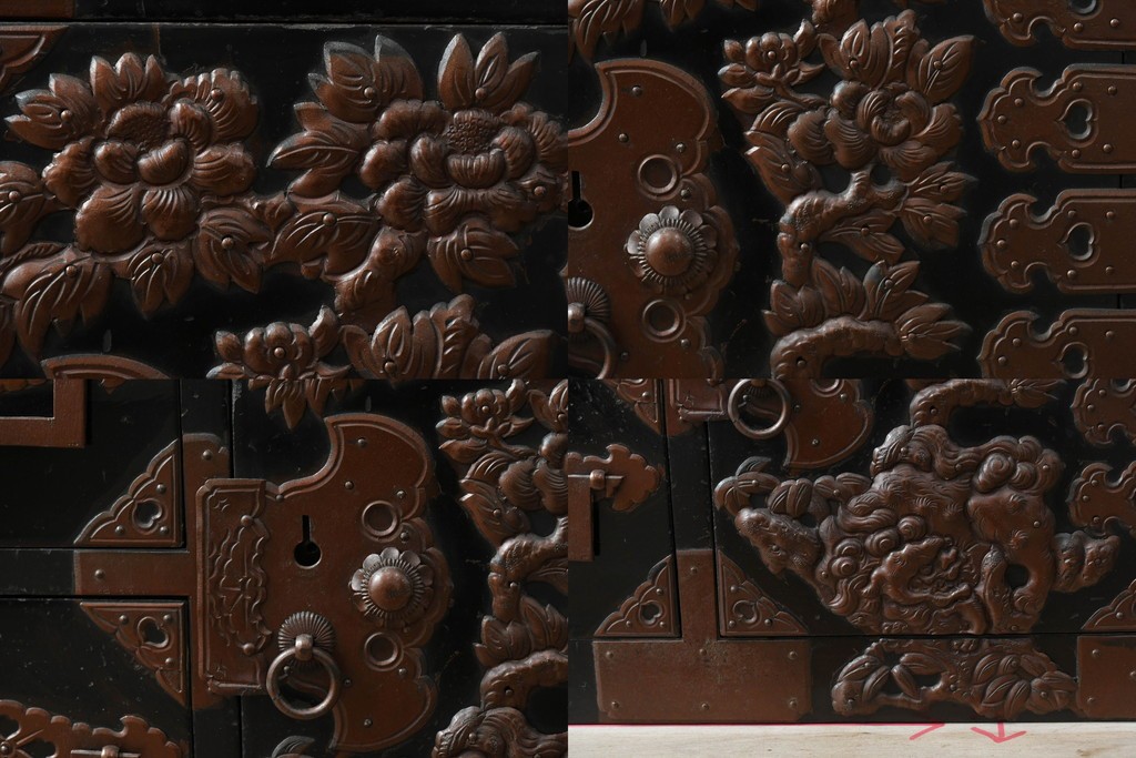 和製アンティーク　上手物!!　総桐材　立派な金具が際立つ上質な庄内箪笥　(R-085761)