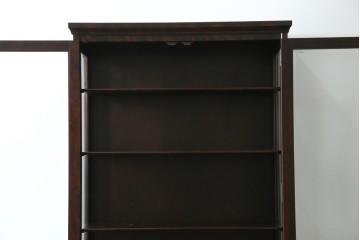 中古　美品　北海道民芸家具　三面ガラスでお気に入りを立体的に飾れる縦長キャビネット　(R-085764)